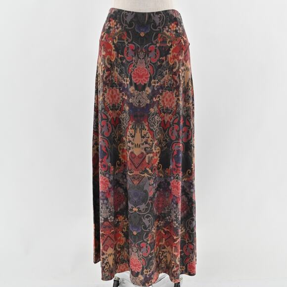 SOFT SURROUNDINGS Maxi Skirt Size XS Multicolor Paisley Stretch Pull On Bohemian